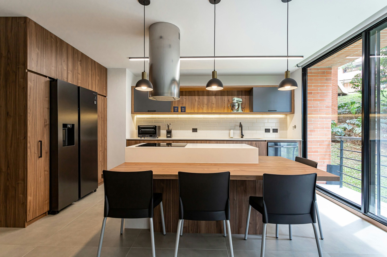 Modern home interior with custom furniture and lighting